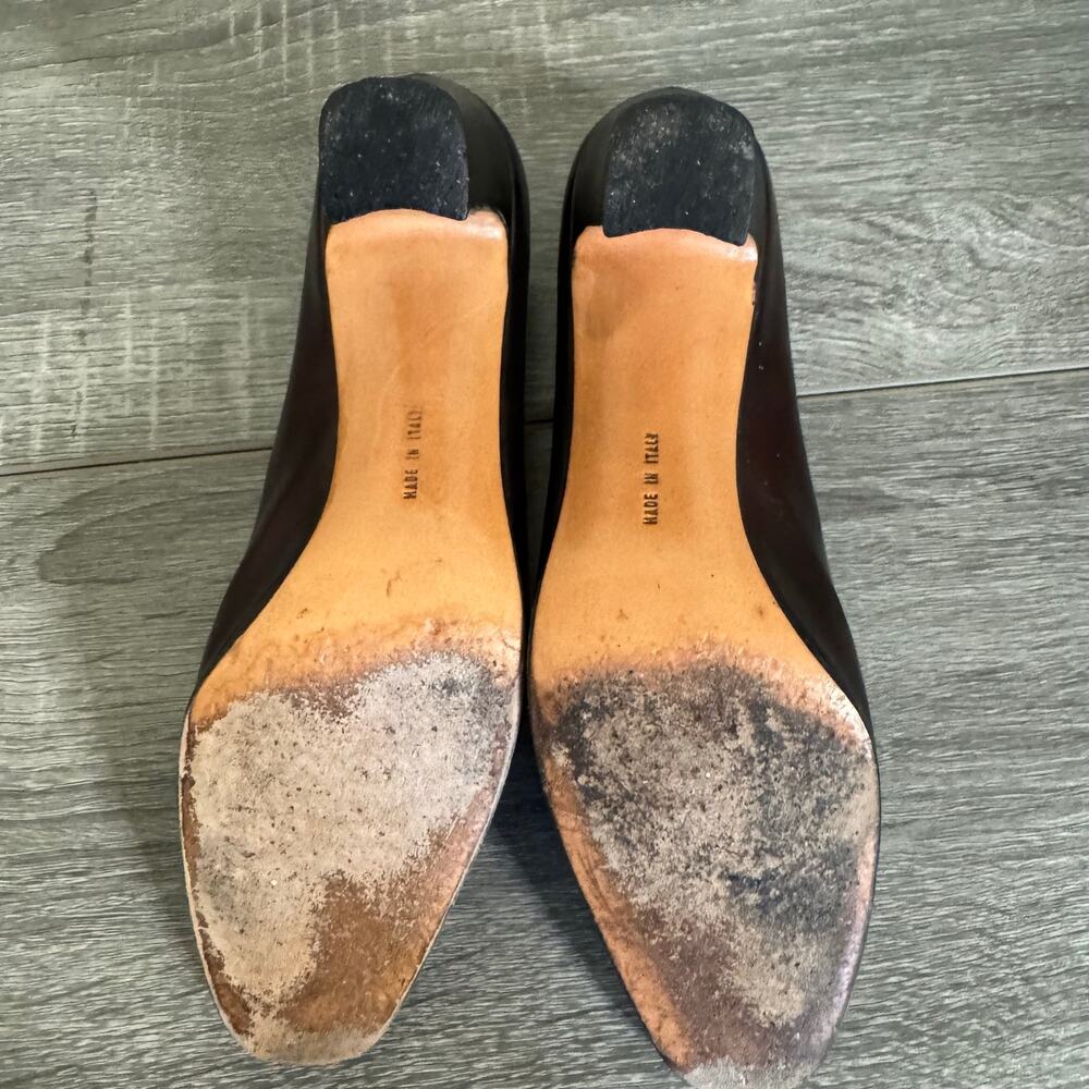 Salvatore Ferragamo Size 7 Bronze Metallic Block Heel Pumps Made in Italy - Picture 14 of 15